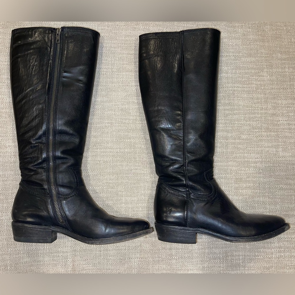 Frye Billy Tall Black Leather Boots - Picture 4 of 6